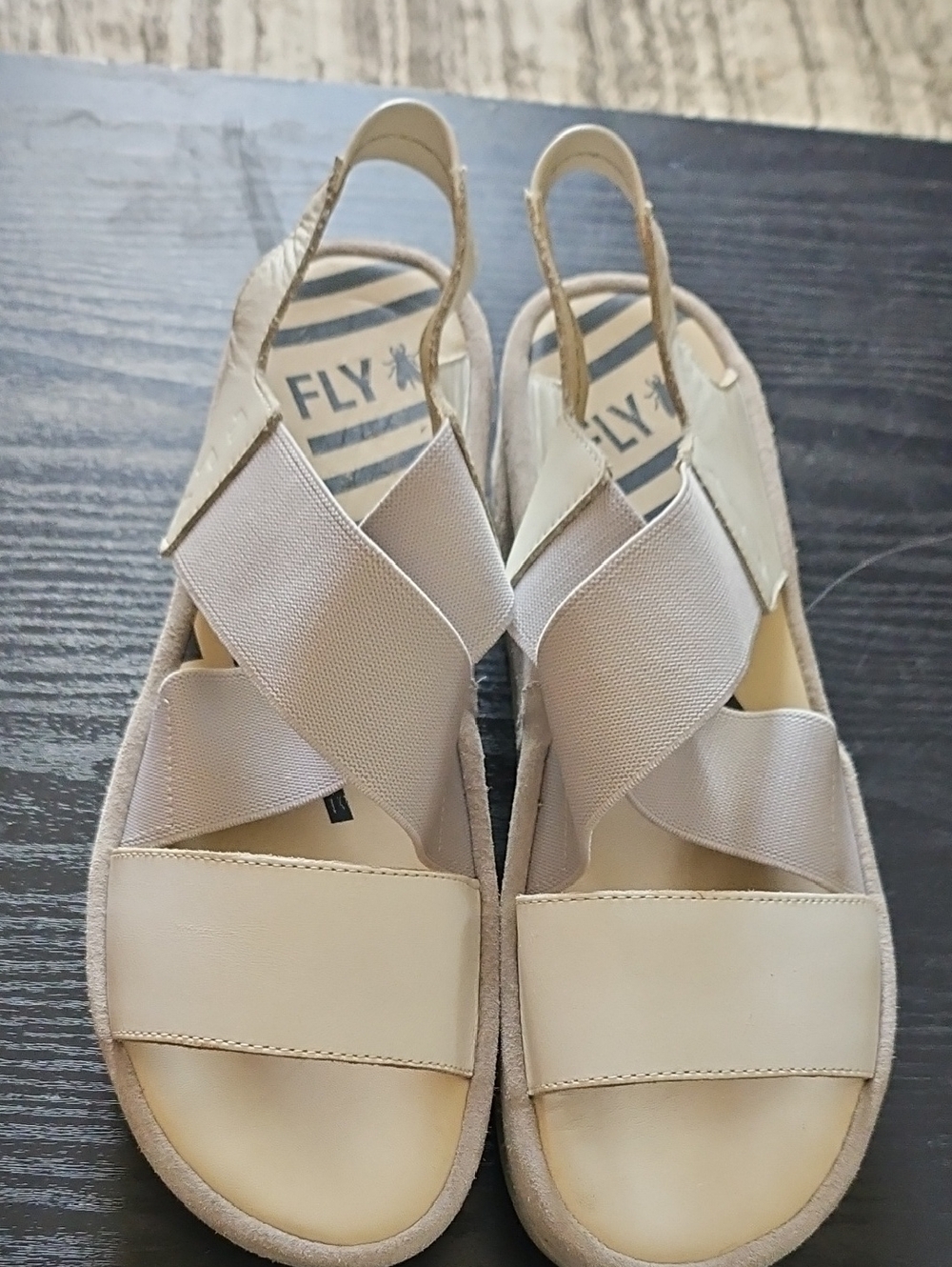 FLY London Bime  Cross Strap Platform Wedhe Sandals Sz 11 (42)